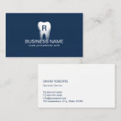 Zahnarzt-Monogramm-Zahn-Initialen-Marine-Blau Visitenkarte (Vorne/Hinten)