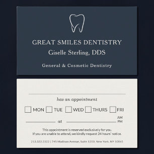 Zahnarzt Navy Blau Zahn Dental Termin Visitenkarte