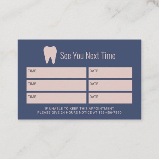 Zahnarzt Nayv & Pink Zahnpflege Ernennung Terminkarte (Vorderseite)