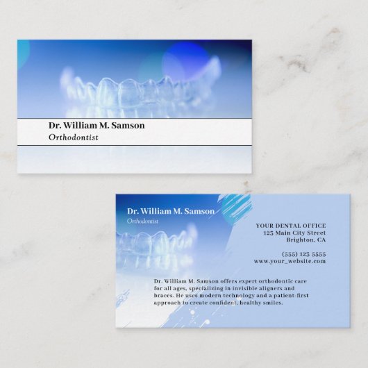 Zahnarzt oder Kieferorthopädin, moderner unsichtba Visitenkarte (Vorne/Hinten)