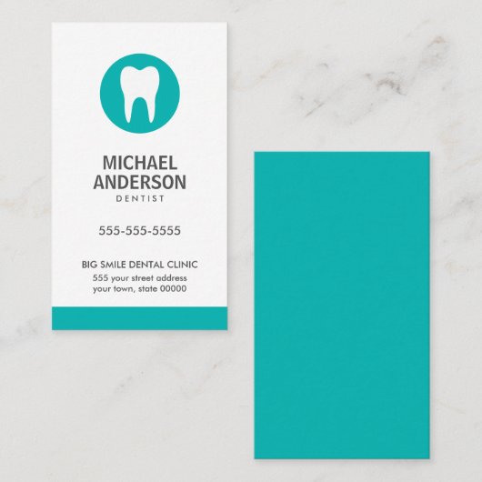 Zahnarzt oder Zahnklinik / Assistentin, modern aqu Visitenkarte (Vorne/Hinten)