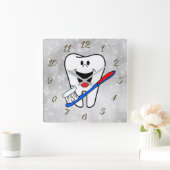 Zahnarzt Quadratische Wanduhr (Zuhause)