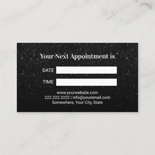 Zahnarzt Rose Gold Tooth Black Glitzer Dental Terminkarte (Rückseite)