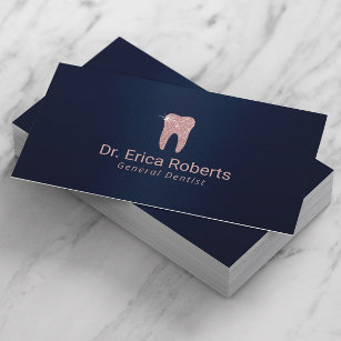 Zahnarzt Rose Gold Tooth Navy Blue Dental Care Visitenkarte