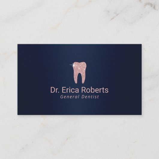 Zahnarzt Rose Gold Tooth Navy Blue Dental Care Visitenkarte (Vorderseite)