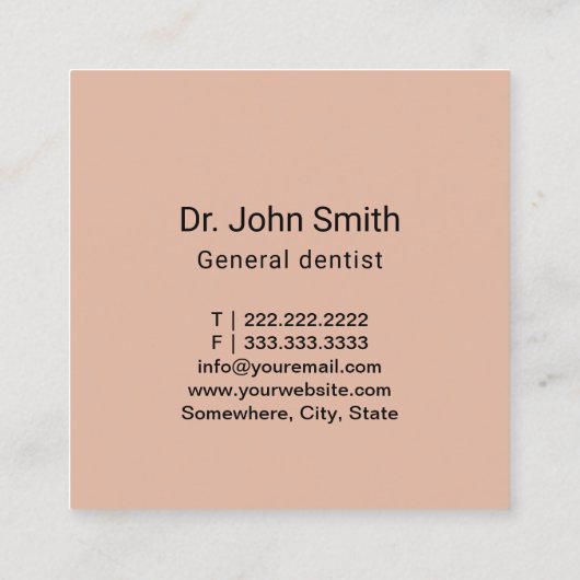 Zahnarzt Rose Goldener Stand Elegante Zahnklinik Quadratische Visitenkarte (Rückseite)