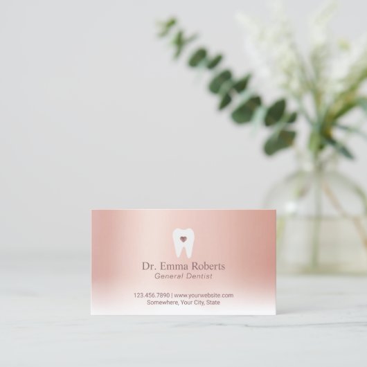 Zahnarzt Rose Terminkarte (Stehend Vorderseite)