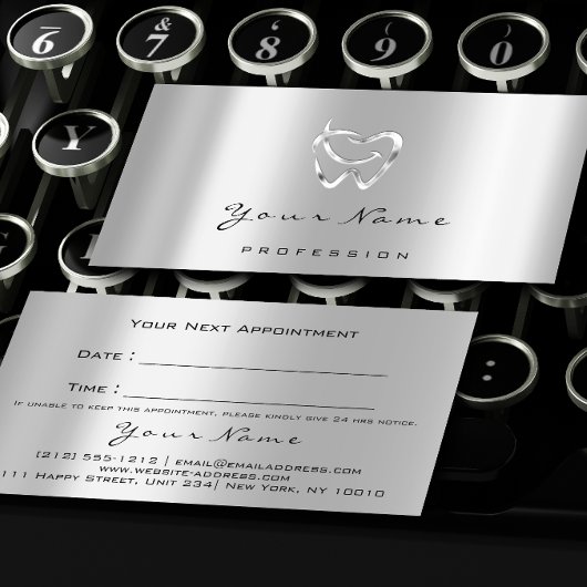 Zahnarzt Silver Logo Grau Ernennung Terminkarte