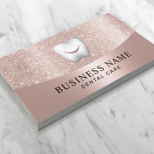 Zahnarzt Smile Tooth Moderne Rose Gold Zahnpflege Visitenkarte