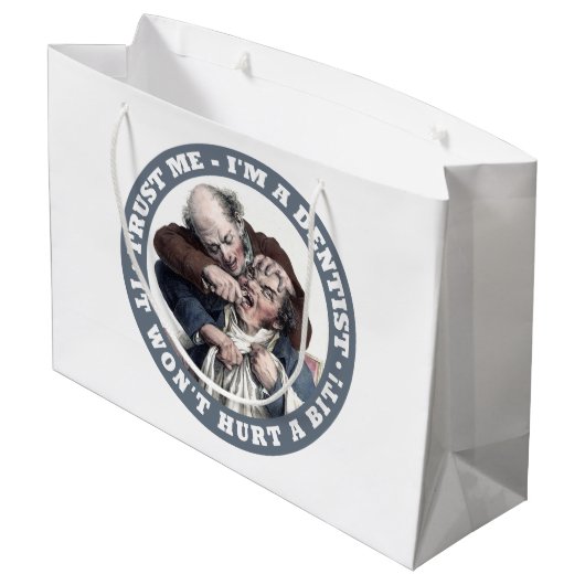 ZAHNARZT-Spaß-Geschenktaschen Große Geschenktüte (Rückseite Schrägansicht)