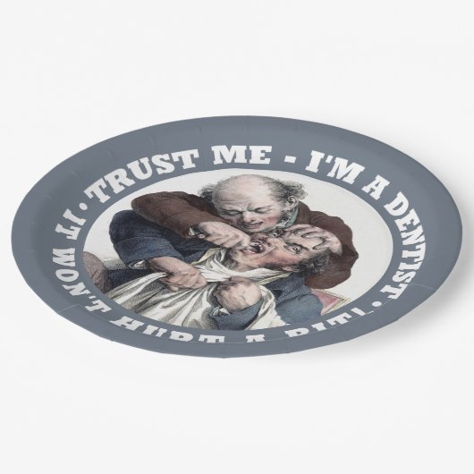 ZAHNARZT-Spaß-Papier-Teller Pappteller (Schrägansicht)