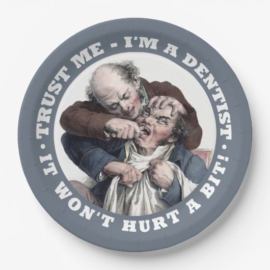 ZAHNARZT-Spaß-Papier-Teller Pappteller (Vorderseite)