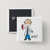 Zahnarzt-Strichmännchen Button (Vorne & Hinten)