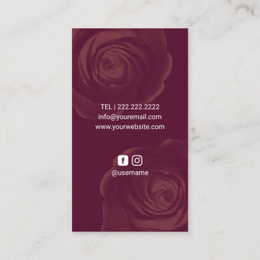 Zahnarzt Tooth Burgundy Red Floral Dental Office Visitenkarte (Rückseite)