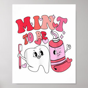 Zahnarzt Valentine Minze zu Zahnbürste in der Verg Poster
