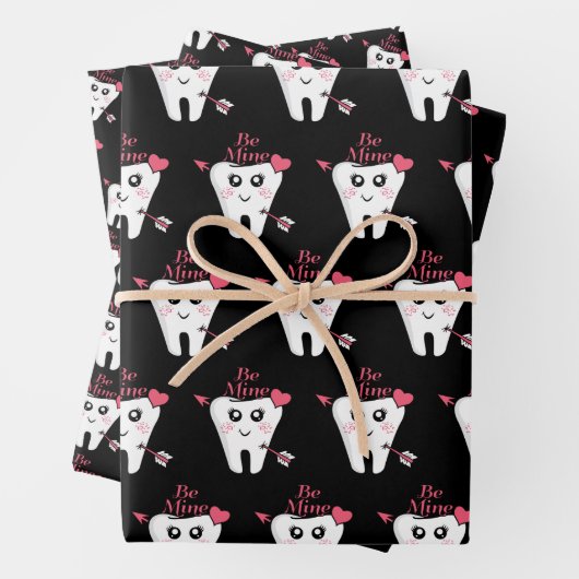 Zahnarzt Valentine - Zahnherz, Sei mein Geschenkpapier Set (Beispiel)