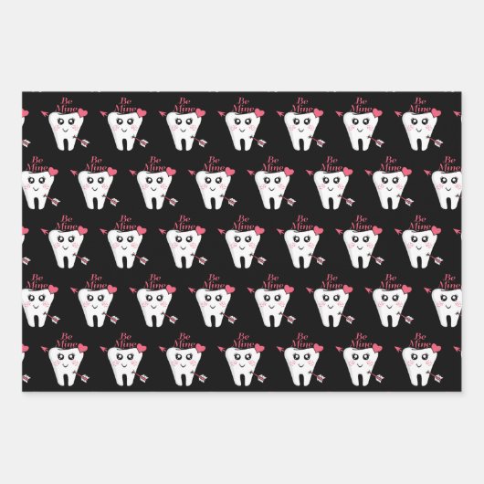 Zahnarzt Valentine - Zahnherz, Sei mein Geschenkpapier Set (Vorderseite)