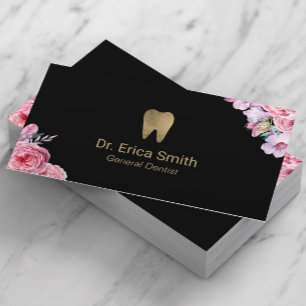 Zahnarzt Vintage Blumen Gold Zahn Dentalpflege Visitenkarte