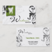 Zahnarzt-Visitenkarte-elegantes Monogramm-Grün Visitenkarte (Vorne/Hinten)