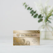 Zahnarzt-Visitenkarte-Goldschein-Blatt-Zahn-Logo Visitenkarte (Stehend Vorderseite)