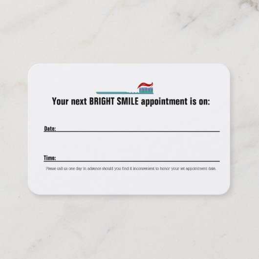 Zahnarzt-Visitenkarte mit Verabredungs-Karte Terminkarte (Rückseite)