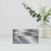 Zahnarzt-Visitenkarte-Silber-Schein-Blatt-Zahn Visitenkarte (Stehend Vorderseite)