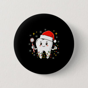Zahnarzt Weihnachtszähne Xmas Lichter Lustig Denta Button