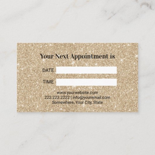 Zahnarzt-weißer Zahn-moderner GoldGlitzer Terminkarte (Rückseite)