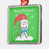 Zahnarzt-Zahn-Weihnachtsverzierung Silbernes Ornament (Links)