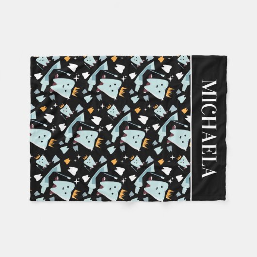 Zahnarzt Zahnarzthygiename Zahnarztmuster schwarz Fleecedecke (Vorderseite (Horizontal))