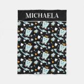 Zahnarzt Zahnarzthygiename Zahnarztmuster schwarz Fleecedecke (Vorderseite)