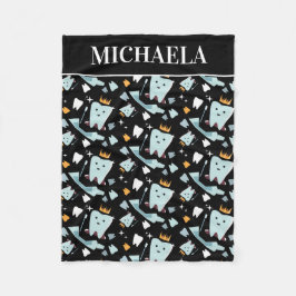 Zahnarzt Zahnarzthygiename Zahnarztmuster schwarz Fleecedecke