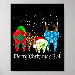 Zahnarzt Zähne Santa Hut Leopard Karo Dental Fröhl Poster