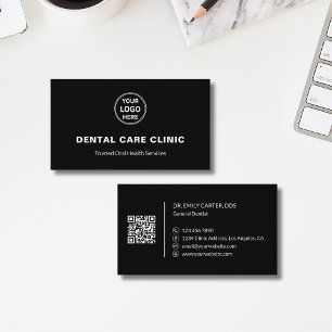 Zahnarzt Zahnklinik Professionelles Logo QR Schwar Visitenkarte