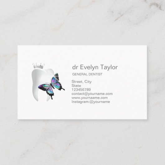 Zahnarzt Zahnklinik Whitening Butterfly Bu Visitenkarte (Rückseite)
