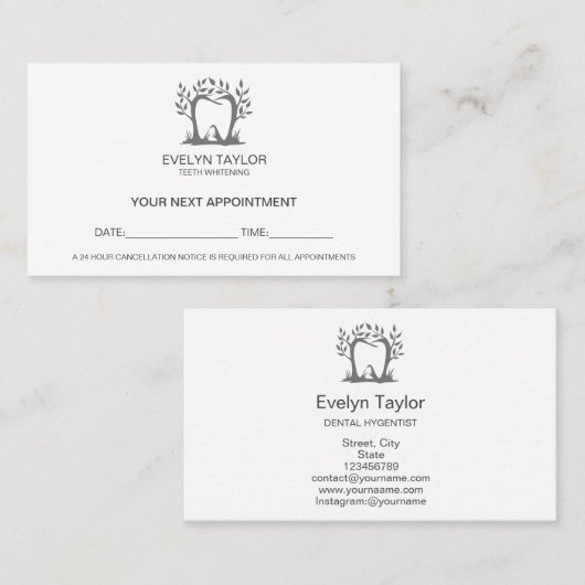 Zahnarzt Zahnklinik Whitening Termin Visitenkarte (Vorne/Hinten)