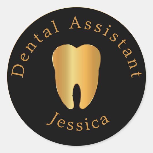 Zahnarztassistent mit Name Runder Aufkleber (Vorderseite)