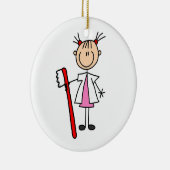 Zahnarztassistent mit Zahnbürste Keramikornament (Rechts)