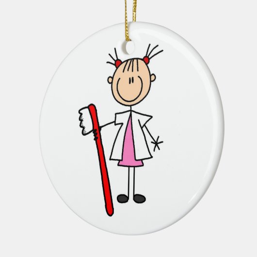 Zahnarztassistent mit Zahnbürste Keramikornament (Links)