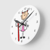 Zahnarztassistent mit Zahnbürste Runde Wanduhr (Winkel)