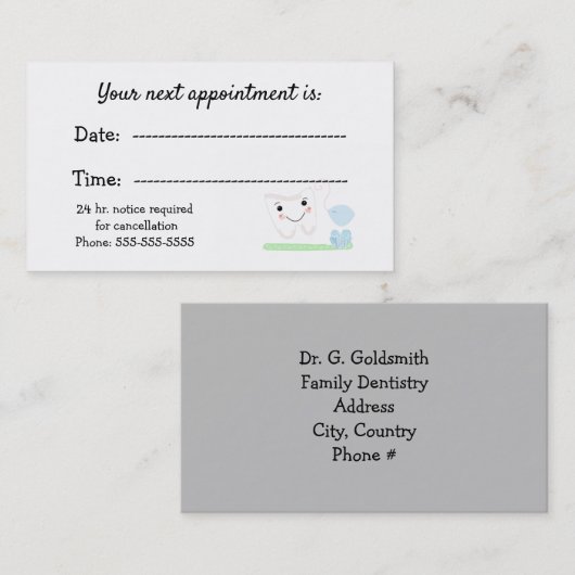 Zahnarztberuf-Erinnerung Terminkarte (Vorne/Hinten)