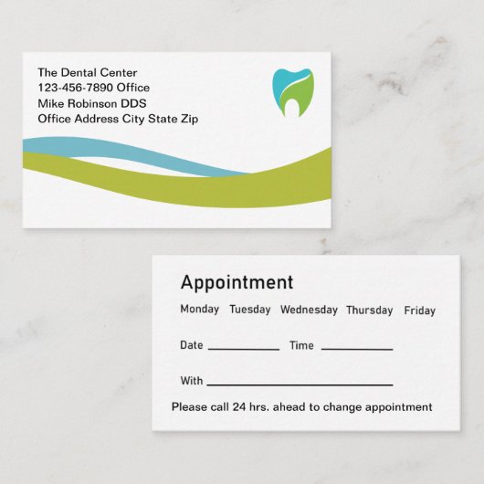 Zahnarztbüro Helle Moderne Personalausweise Terminkarte (Vorne/Hinten)
