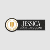 Zahnarztbüro - Schwarz, Weiß und Gold Namensschild (Vorderseite)