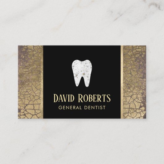 Zahnärzte für moderne, schwarze und goldene Zahnme Visitenkarte (Vorderseite)