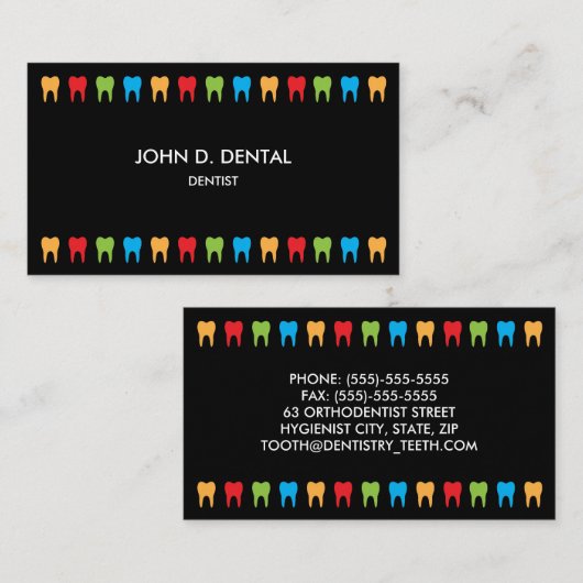 Zahnärzte, Zahnärzte oder Visitenkarten Visitenkarte (Vorne/Hinten)