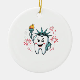 Zahnärzteteam 4. Juli Zahnarzt Lustig Amerikanisch Keramik Ornament