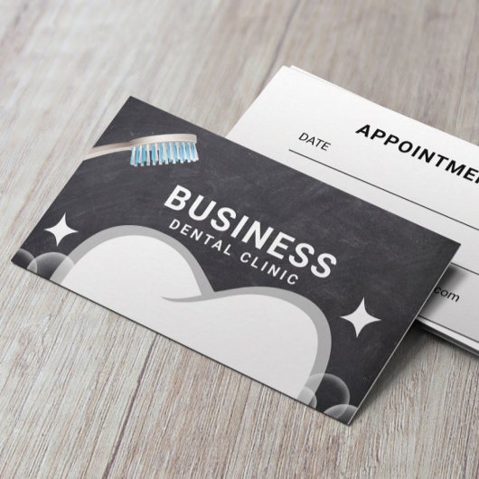 Zahnarzthaus und Bubbles Chalkboard Zahnpflege Terminkarte