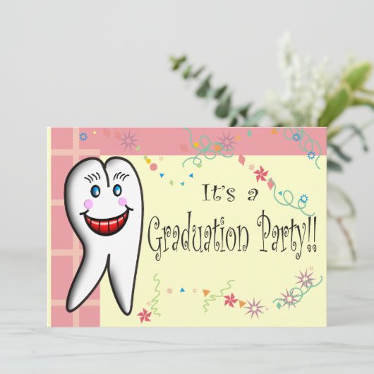 Zahnarzthelfer-Abschluss-Einladungen Einladung (Stehend Vorderseite)