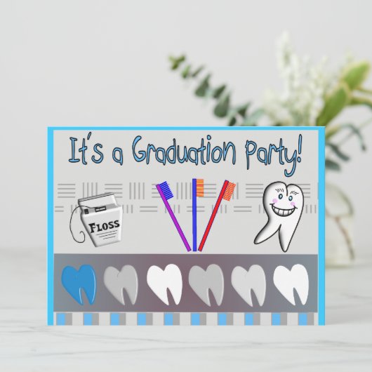 Zahnarzthelfer-Abschluss-Einladungen Einladung (Stehend Vorderseite)