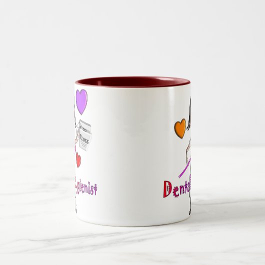 Zahnarzthelfer-Geschenk-entzückender Herz-Entwurf Zweifarbige Tasse (Mittel)